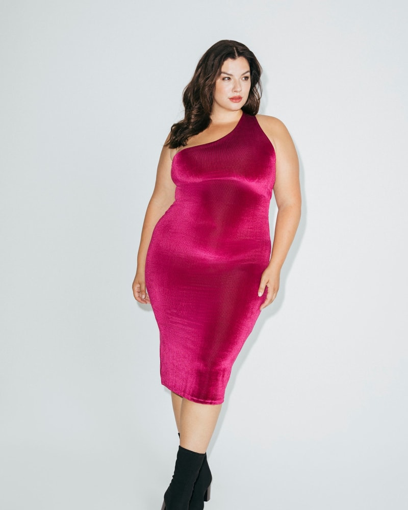 Plus size store pink velvet dress